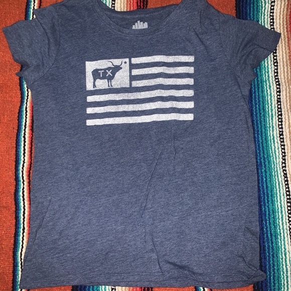 Blue T-Shirt with Texas Flag Design - Picture 1 of 1